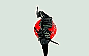 minimalism, flag, Japan, samurai