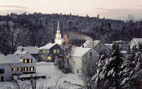 snow, city