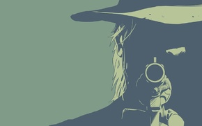 revolver, minimalism, cowboys, green