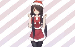 Christmas, black hair, long hair, Date A Live, Tokisaki Kurumi, anime girls