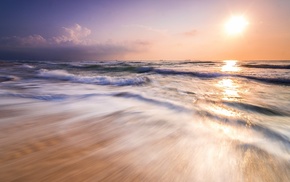 beach, long exposure, sea, Sun