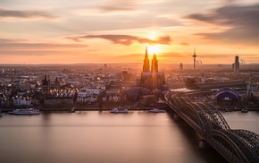 Rhein, Germany, sunset, kln, Cologne Cathedral, Cologne