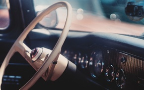 vintage, steering wheel, car, car interior