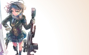 school uniform, sniper rifle, weapon, anime girls, Daito, original characters