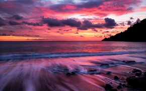 sea, beach, clouds