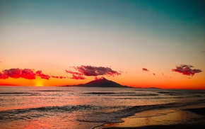 beach, landscape, clouds, sea