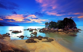 beach, landscape, sea, clouds