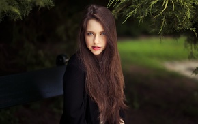 depth of field, girl, brunette