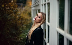 model, girl, flowers