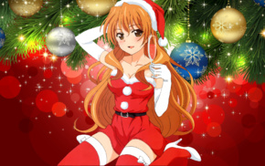 anime girls, Kaga Kouko, anime, Christmas, cleavage, Golden Time