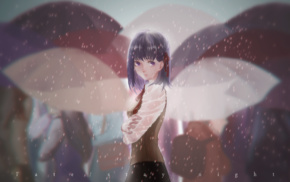 anime girls, purple eyes, Matou Sakura, rain, anime, Fate Series