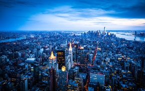 cityscape, lights, building, clouds, New York City