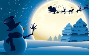snowman, Santa Claus, Christmas, snow