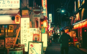 city, night, town, Japan