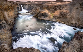 Iceland, stones, nature, mountain, rock, waterfall