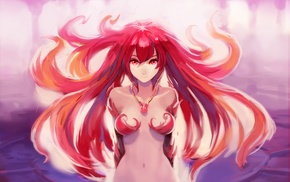 anime girls, red, original characters, boobs, long hair, bra