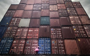 container, girl, model