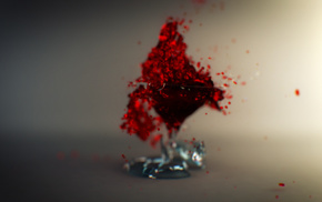 shattered, wine, glass, red