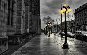 lights, street, building