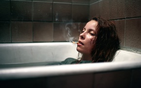 bathtub, smoking, girl