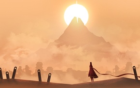 Sun, mountain, vectors, Journey game, landscape