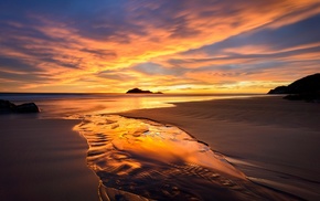 sunset, landscape, beach