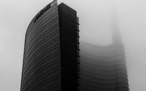 building, mist