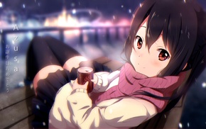winter, anime girls, Nakano Azusa, K, ON, scarf