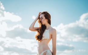 girl, clouds, girl outdoors, model