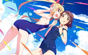 school swimsuits, anime, Onodera Kosaki, Nisekoi, anime girls, Kirisaki Chitoge