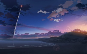 nature, sunset, anime