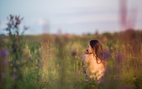 girl, field