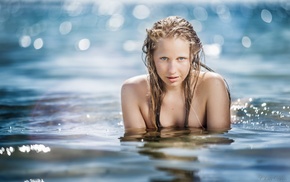 girl, water, model, wet