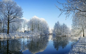 river, winter, nature