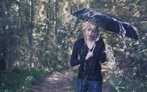 rain, girl, model, umbrella
