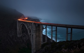 long exposure, mist, bridge