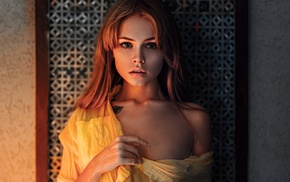 Anastasia Scheglova, juicy lips, Georgiy Chernyadyev, tattoo, model, warm colors