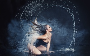 water, girl, model, wet