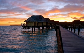 clouds, sea, pier