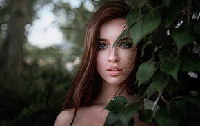 juicy lips, portrait, brunette, nature, girl, Georgiy Chernyadyev