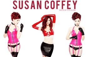 model, Susan Coffey, redhead, girl, latex