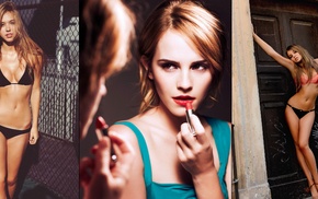lipstick, Alexis Ren, collage, girl, Emma Watson