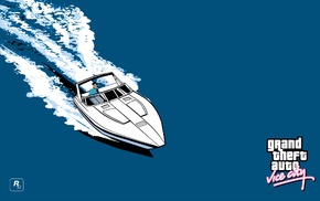 logo, boat, Grand Theft Auto Vice City, sea, Rockstar Games
