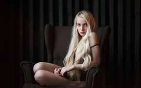 sitting, girl, portrait, blonde, model, Maria Popova