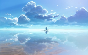clouds, reflection, bicycle