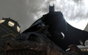 Batman Arkham Origins, rain, moonlight, Batman, video games, night