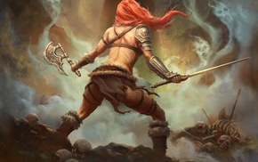 axes, fantasy art, warrior