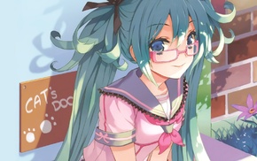 Hatsune Miku, anime girls, Vocaloid, glasses, meganekko, anime