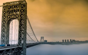 bridge, mist