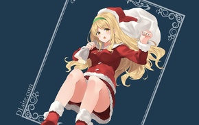 anime, Dille Blood, blonde, Santa Claus, original characters, Christmas